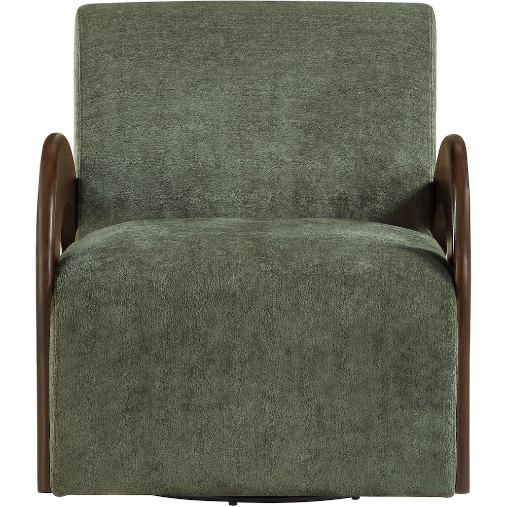 Neria Green Chenille Fabric Upholstered Swivel Accent Chair. Picture 3