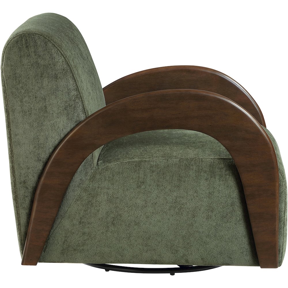 Neria Green Chenille Fabric Upholstered Swivel Accent Chair. Picture 4