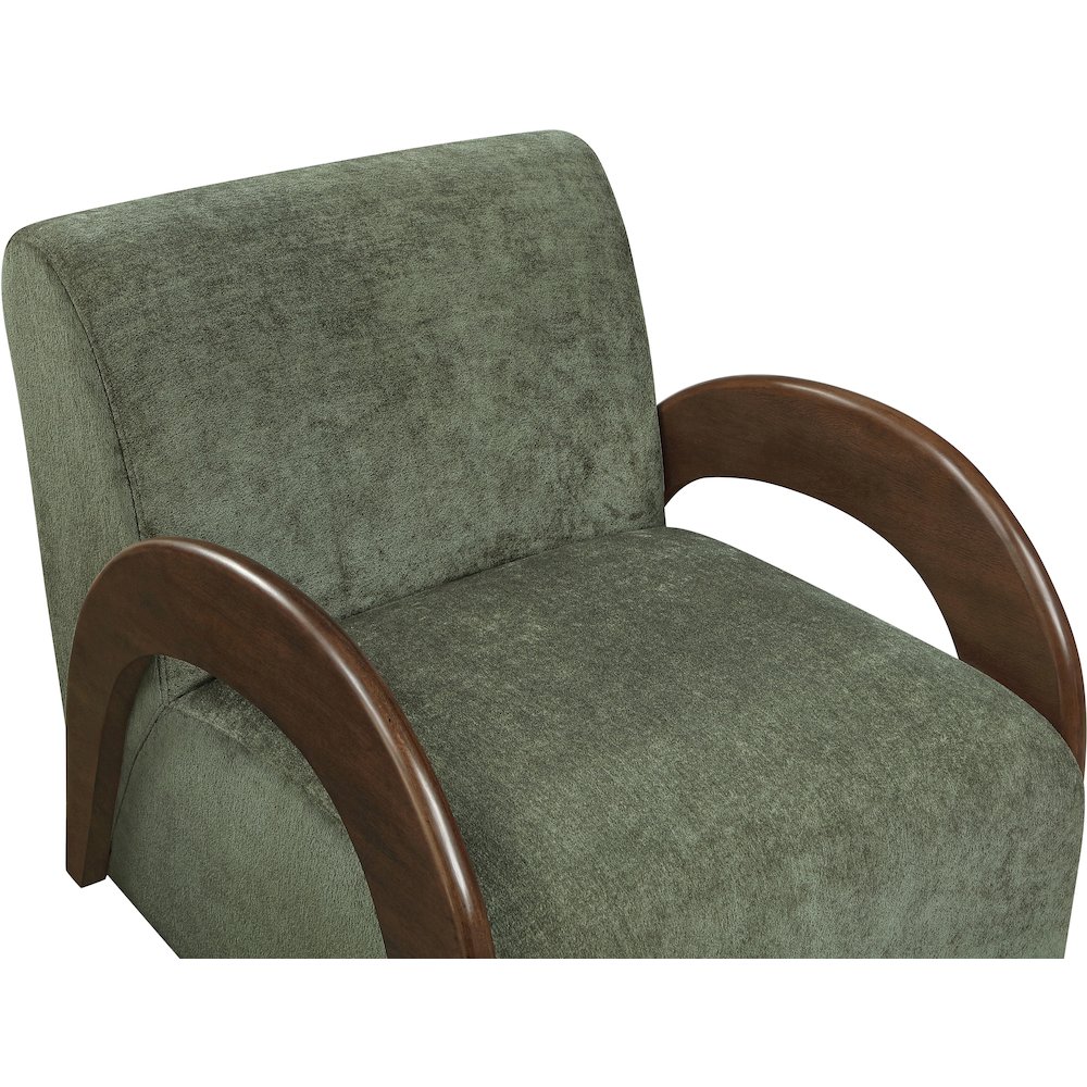 Neria Green Chenille Fabric Upholstered Swivel Accent Chair. Picture 6