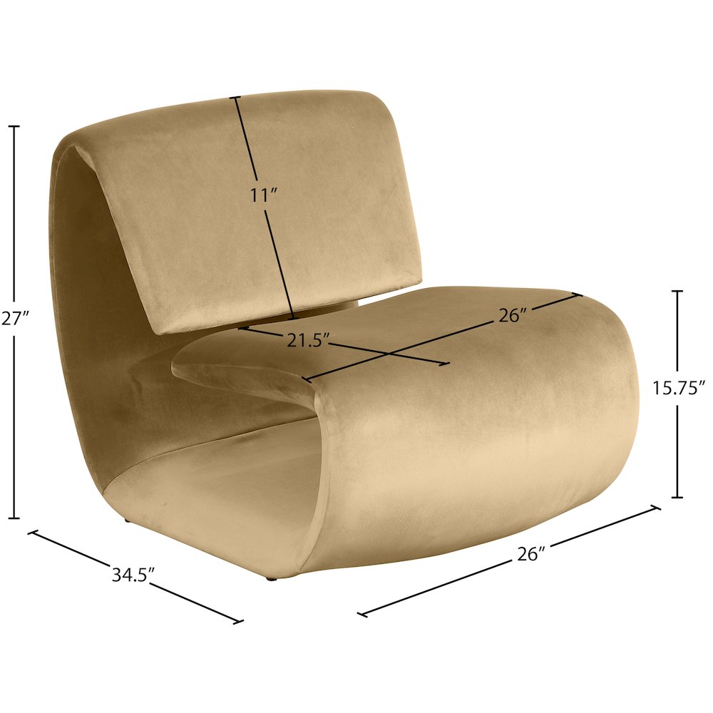 Nouveau Camel Velvet Accent Chair. Picture 9