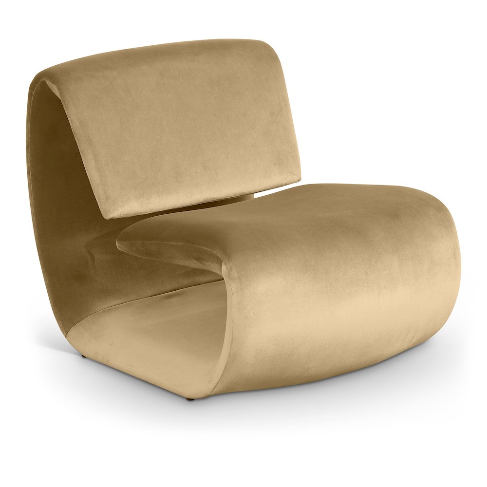 Nouveau Camel Velvet Accent Chair. Picture 1