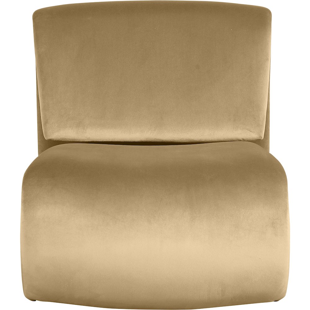 Nouveau Camel Velvet Accent Chair. Picture 3