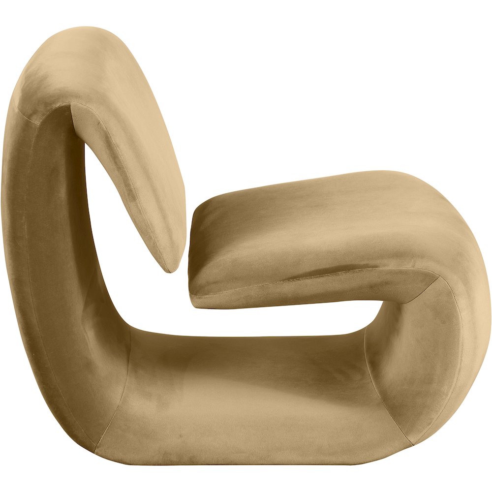 Nouveau Camel Velvet Accent Chair. Picture 4
