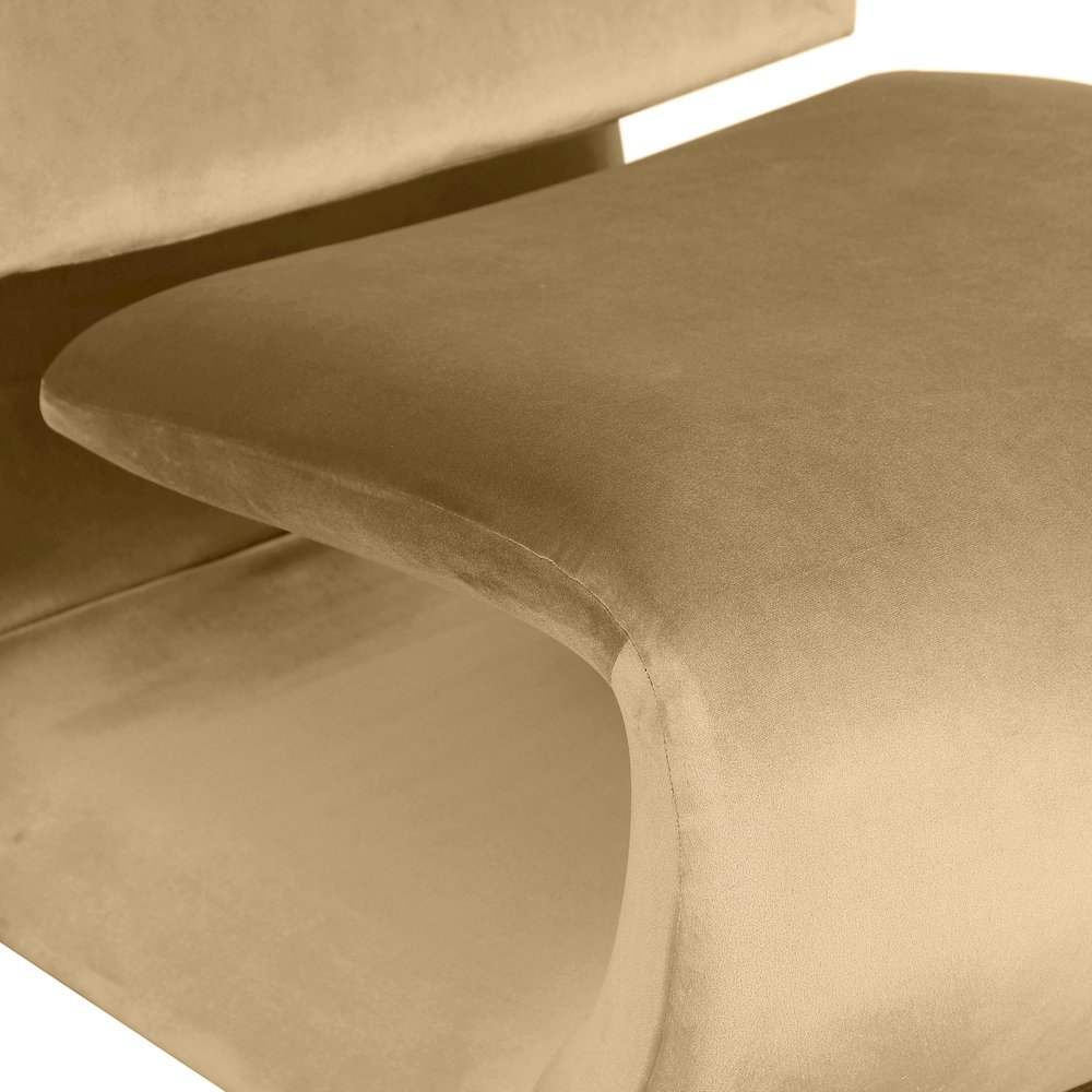 Nouveau Camel Velvet Accent Chair. Picture 7