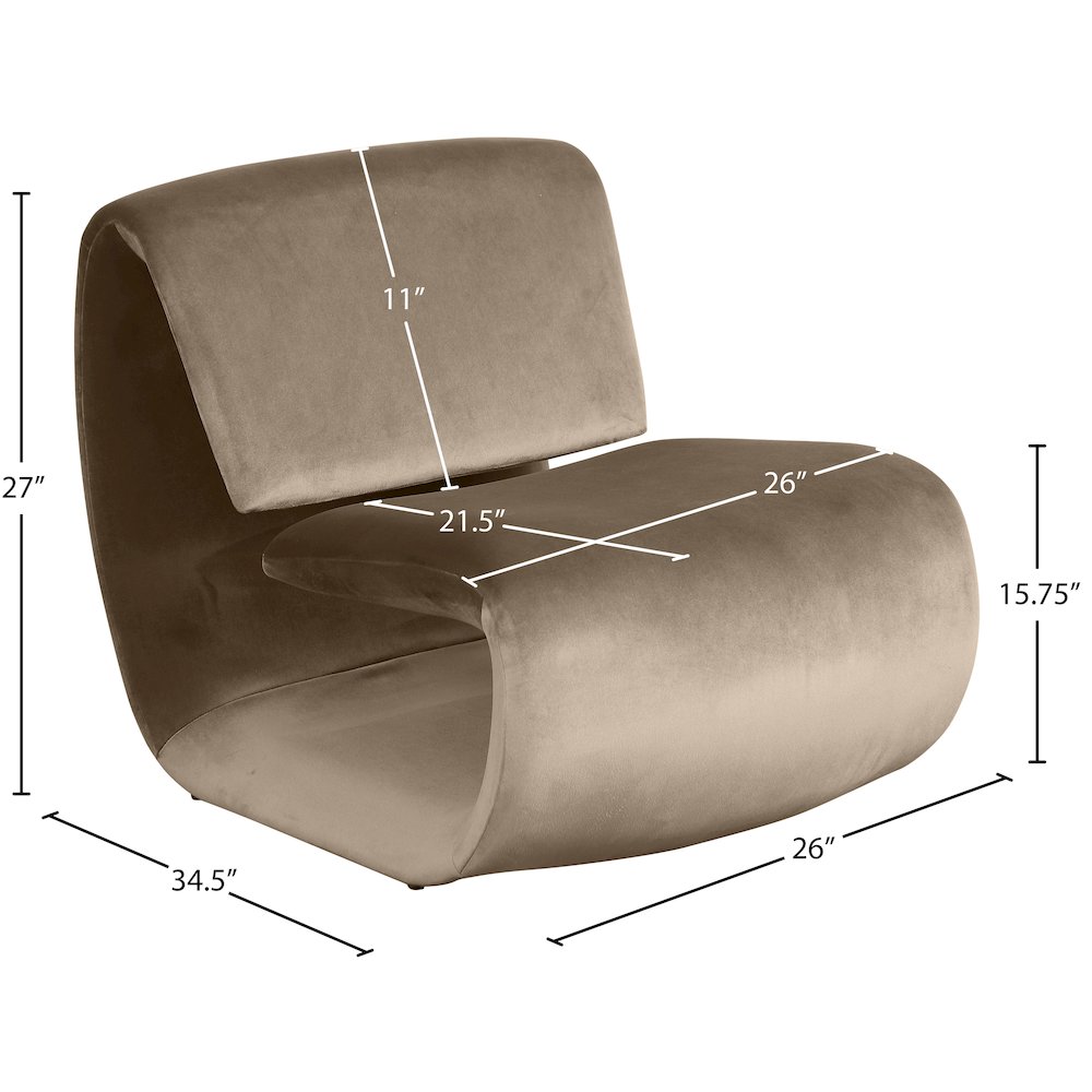 Nouveau Taupe Velvet Accent Chair. Picture 9