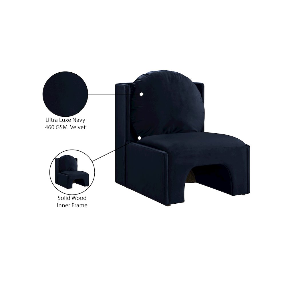 Sigma Navy Velvet Accent Chair. Picture 9
