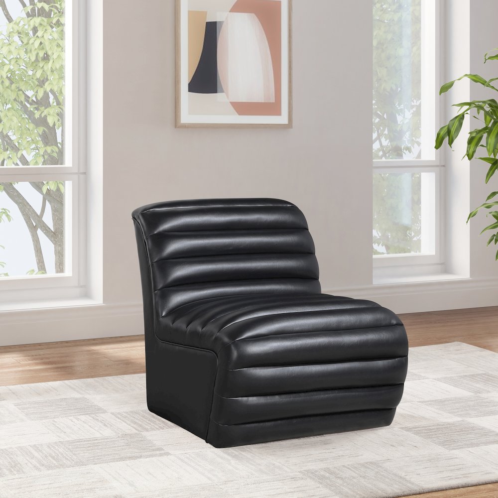 Vega Black Vegan Leather Accent Chair. Picture 2