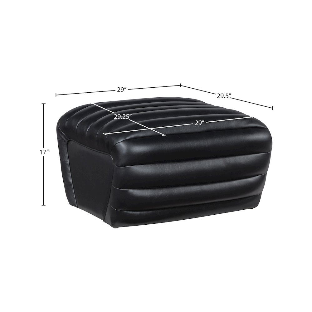 Vega Black Vegan Leather Ottoman. Picture 7