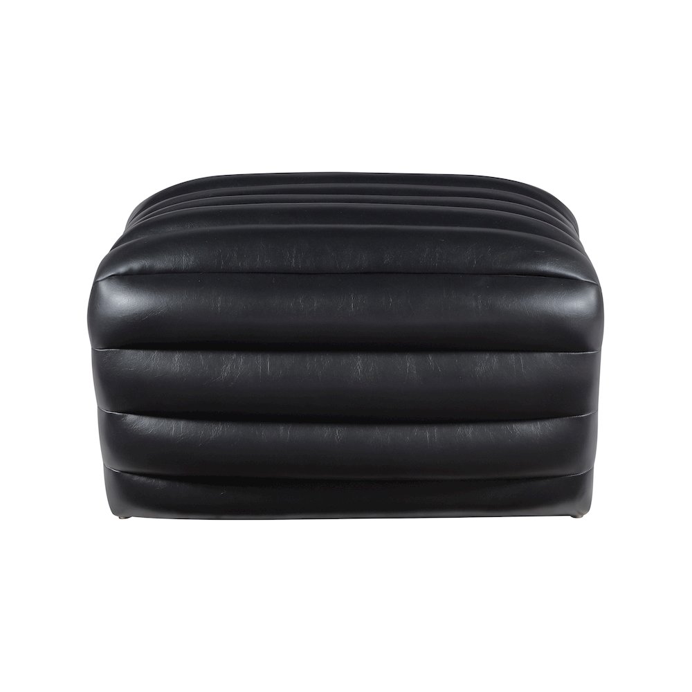 Vega Black Vegan Leather Ottoman. Picture 3