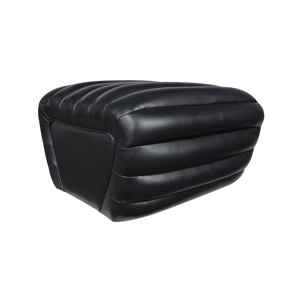 Vega Black Vegan Leather Ottoman. Picture 4