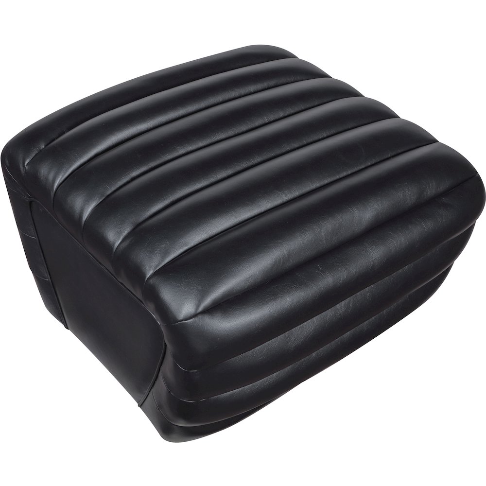 Vega Black Vegan Leather Ottoman. Picture 5