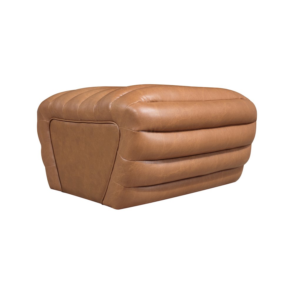 Vega Cognac Vegan Leather Ottoman. Picture 4