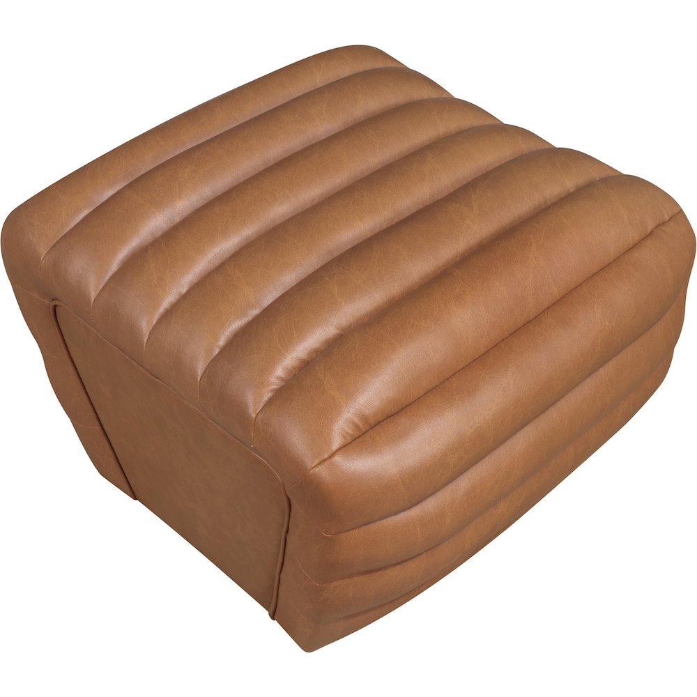 Vega Cognac Vegan Leather Ottoman. Picture 5