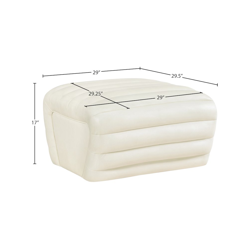 Vega Cream Vegan Leather Ottoman. Picture 7