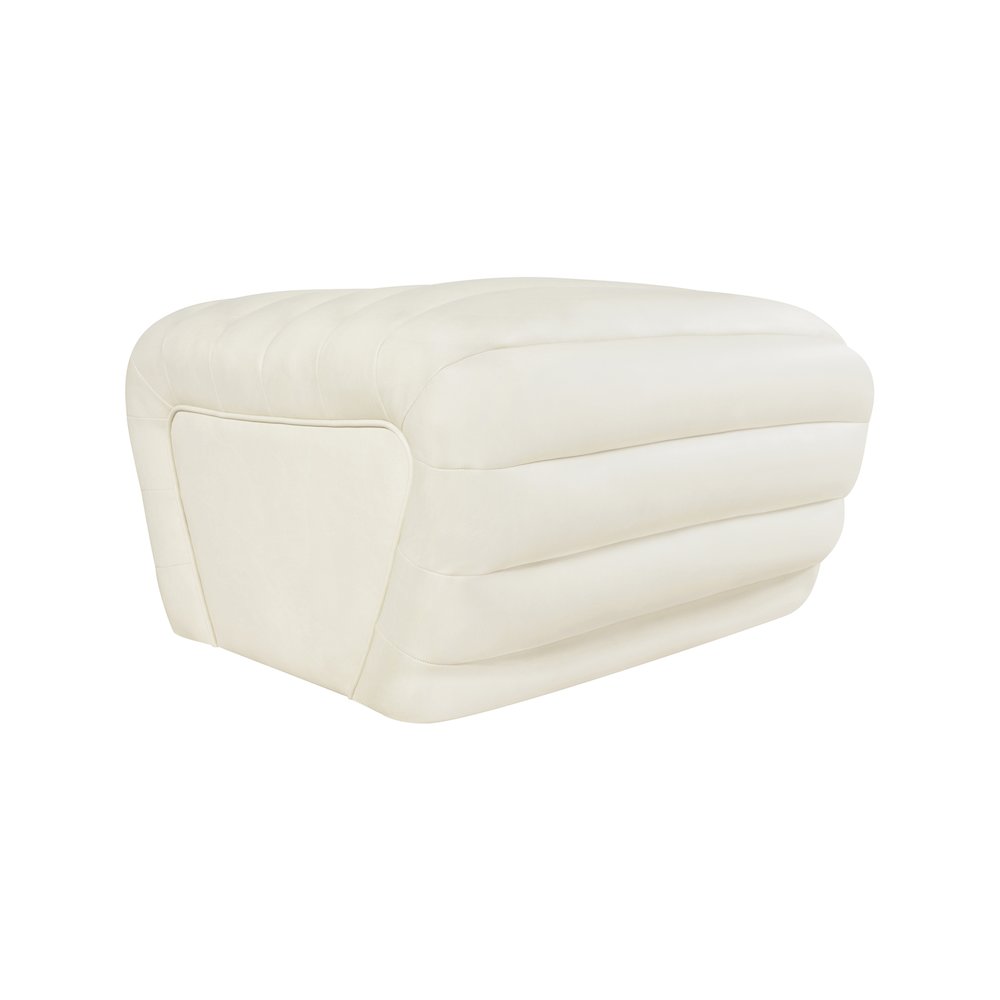 Vega Cream Vegan Leather Ottoman. Picture 4