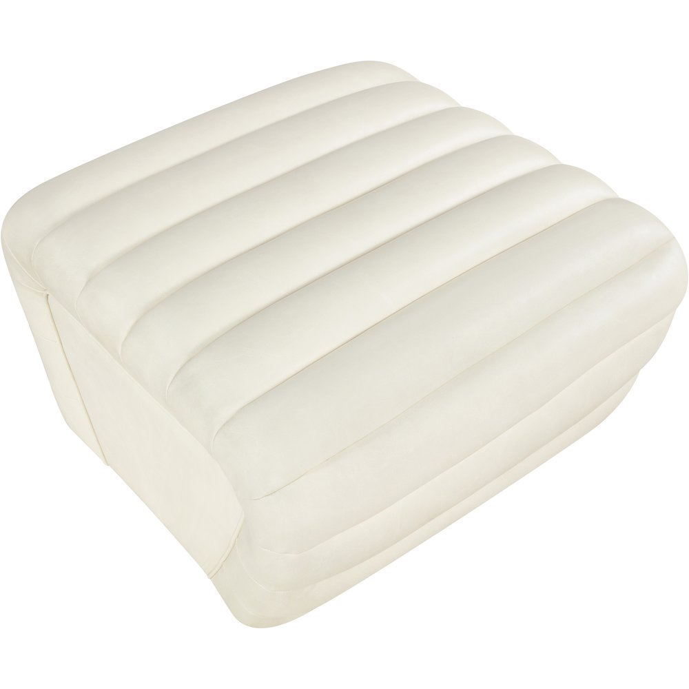 Vega Cream Vegan Leather Ottoman. Picture 5