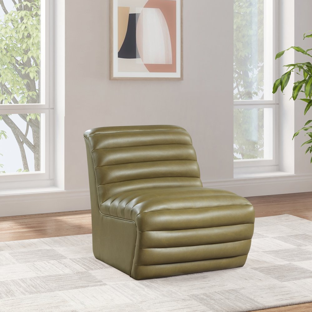 Vega Olive Vegan Leather Accent Chair. Picture 2
