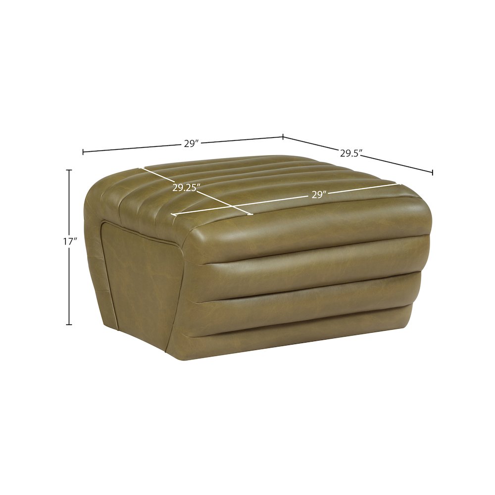 Vega Olive Vegan Leather Ottoman. Picture 7