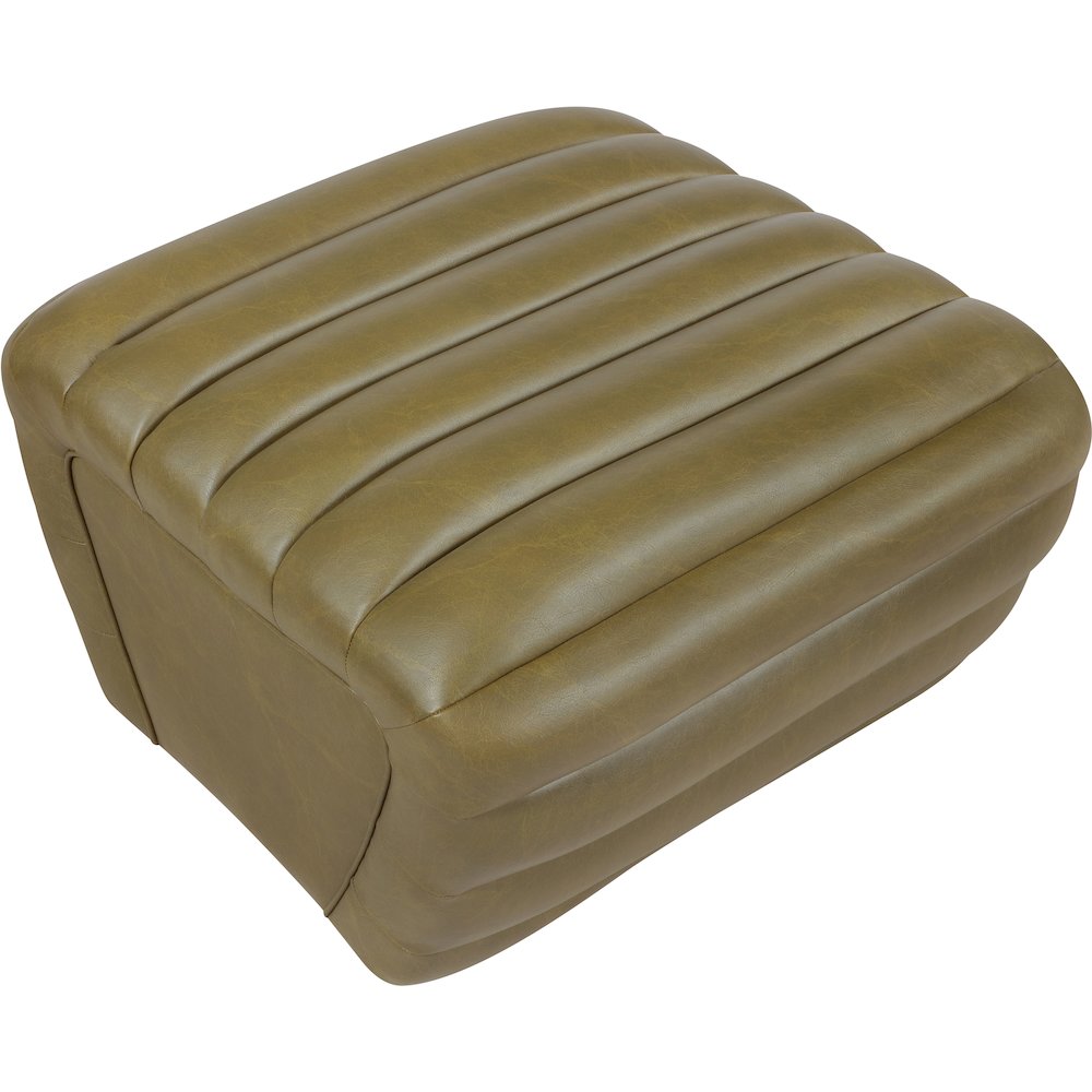 Vega Olive Vegan Leather Ottoman. Picture 5