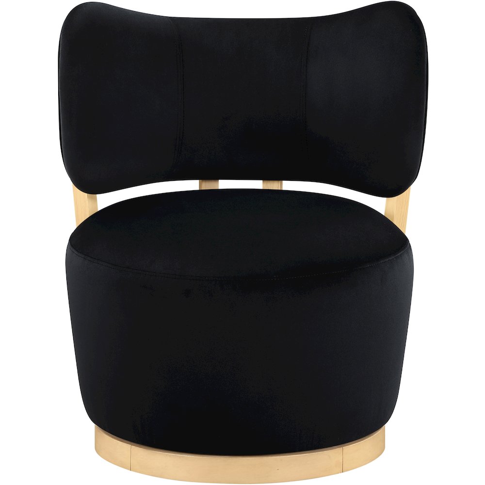 Elara Black Velvet Upholstered Swivel Accent Chair. Picture 3