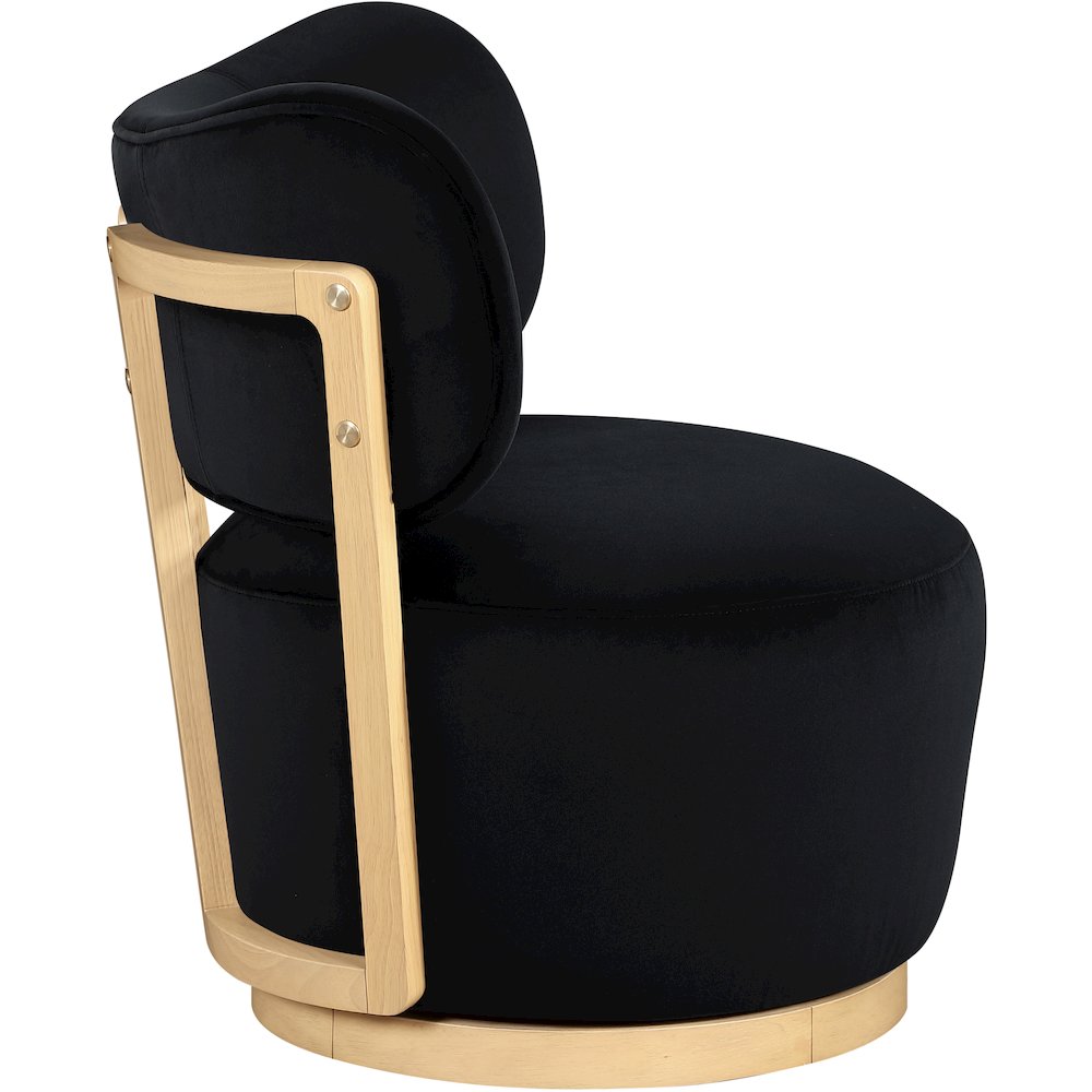 Elara Black Velvet Upholstered Swivel Accent Chair. Picture 4