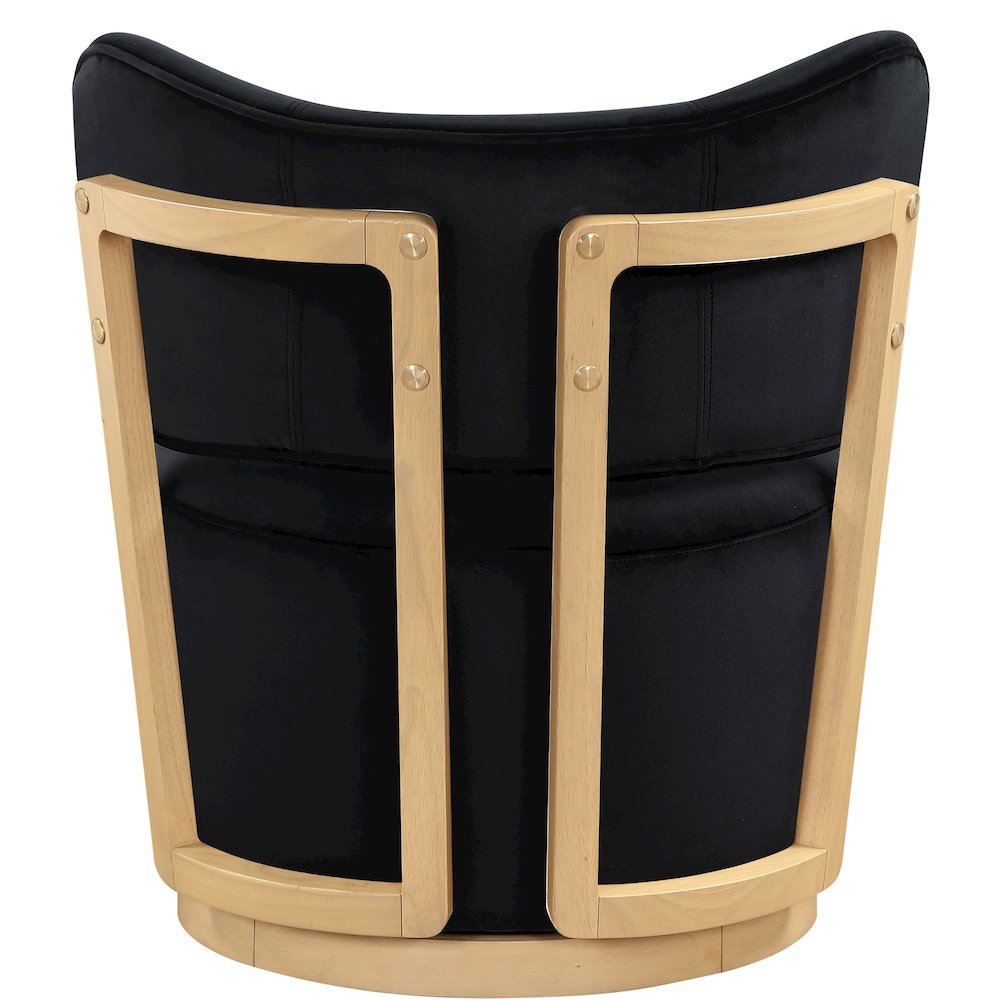 Elara Black Velvet Upholstered Swivel Accent Chair. Picture 5