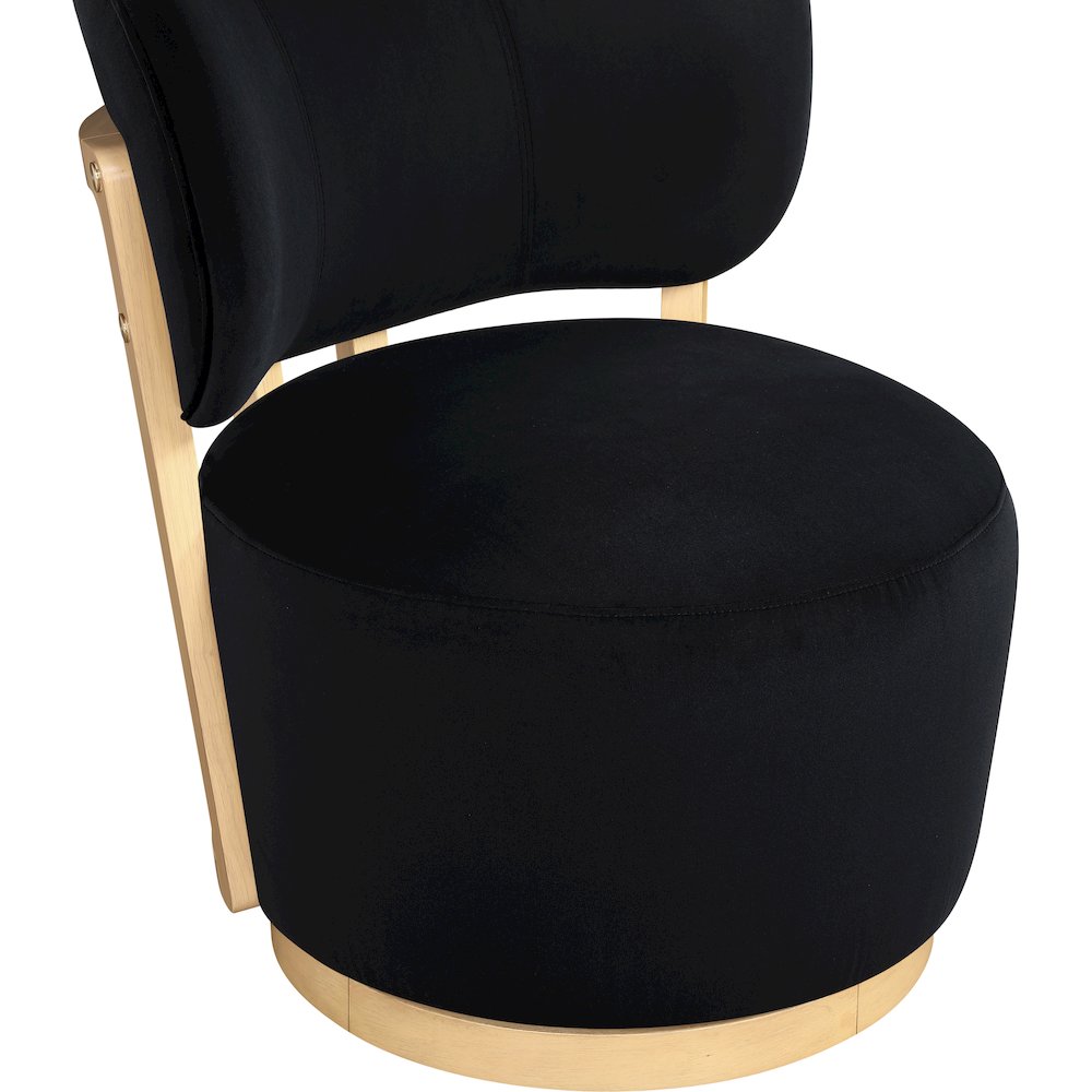 Elara Black Velvet Upholstered Swivel Accent Chair. Picture 7