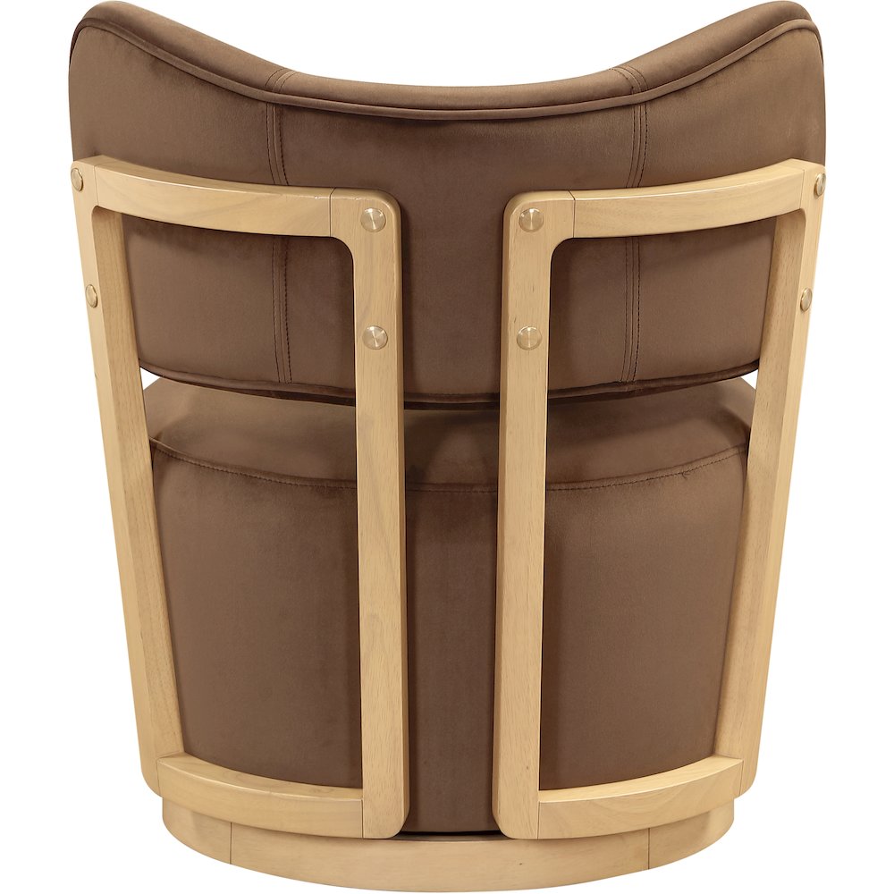 Elara Brown Velvet Upholstered Swivel Accent Chair. Picture 5
