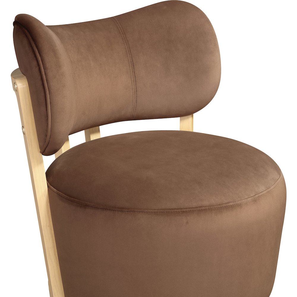 Elara Brown Velvet Upholstered Swivel Accent Chair. Picture 6