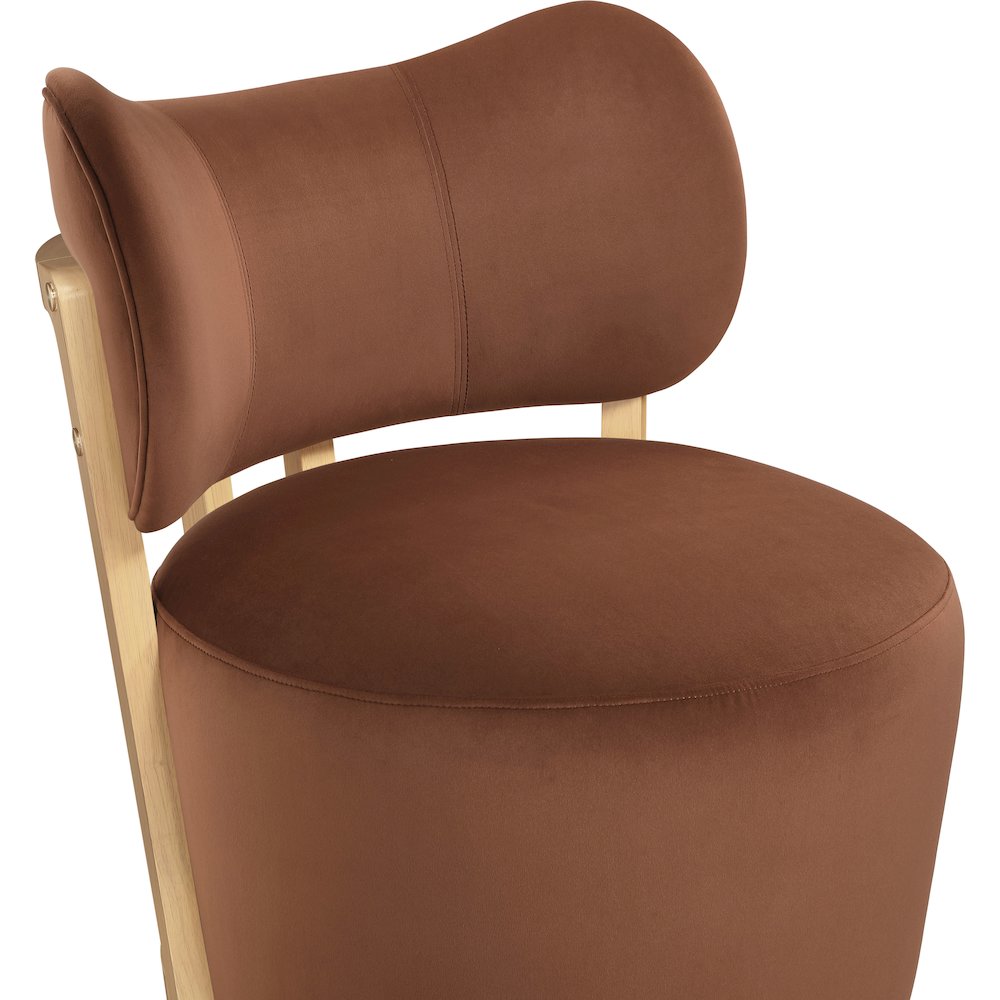 Elara Cognac Velvet Upholstered Swivel Accent Chair. Picture 6