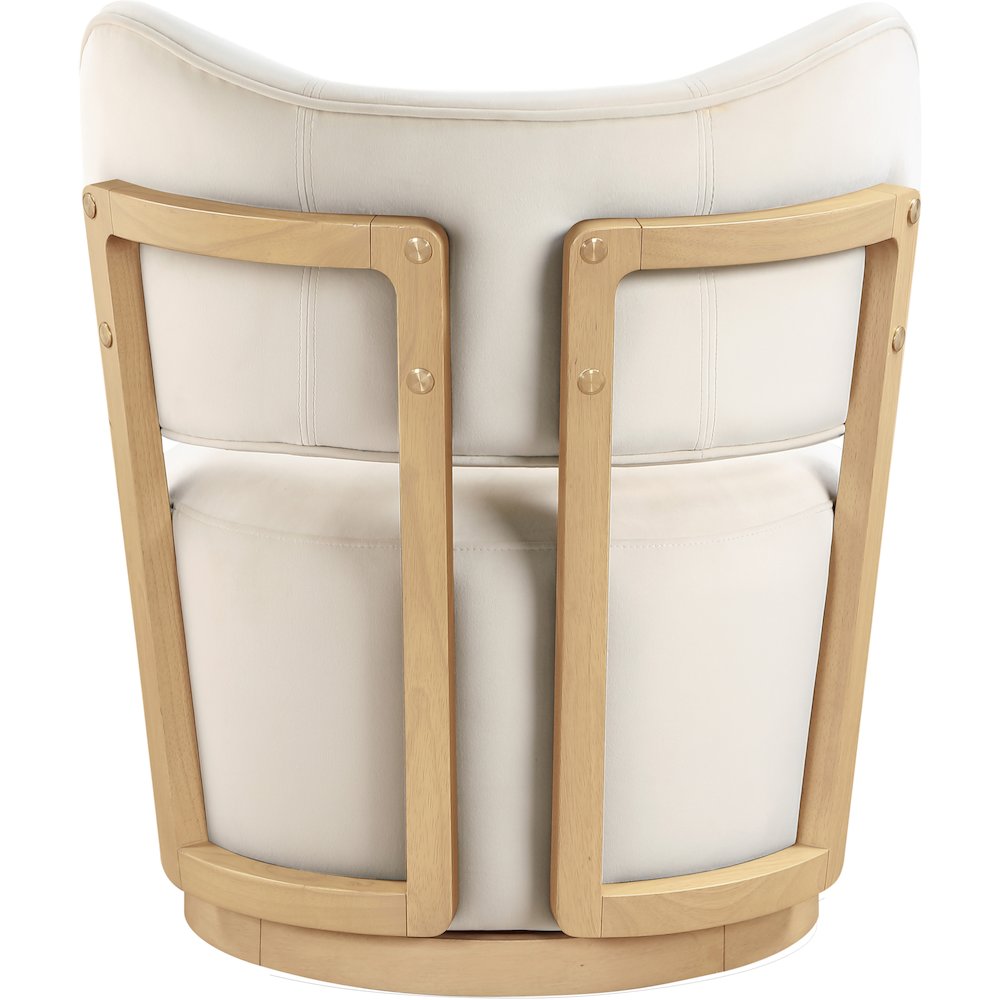 Elara Cream Velvet Upholstered Swivel Accent Chair. Picture 5