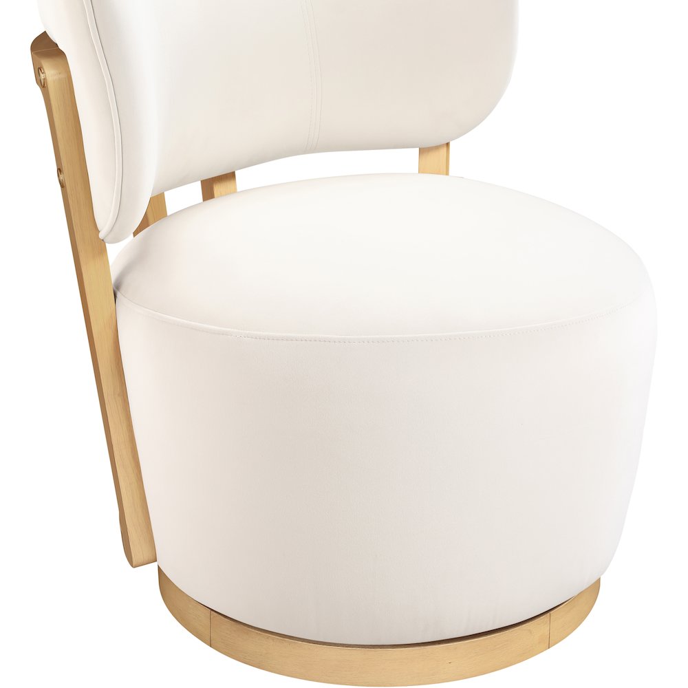 Elara Cream Velvet Upholstered Swivel Accent Chair. Picture 7