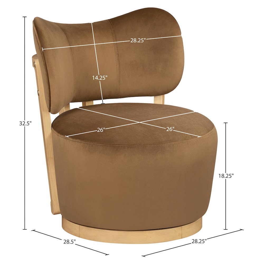 Elara Saddle Velvet Upholstered Swivel Accent Chair. Picture 9
