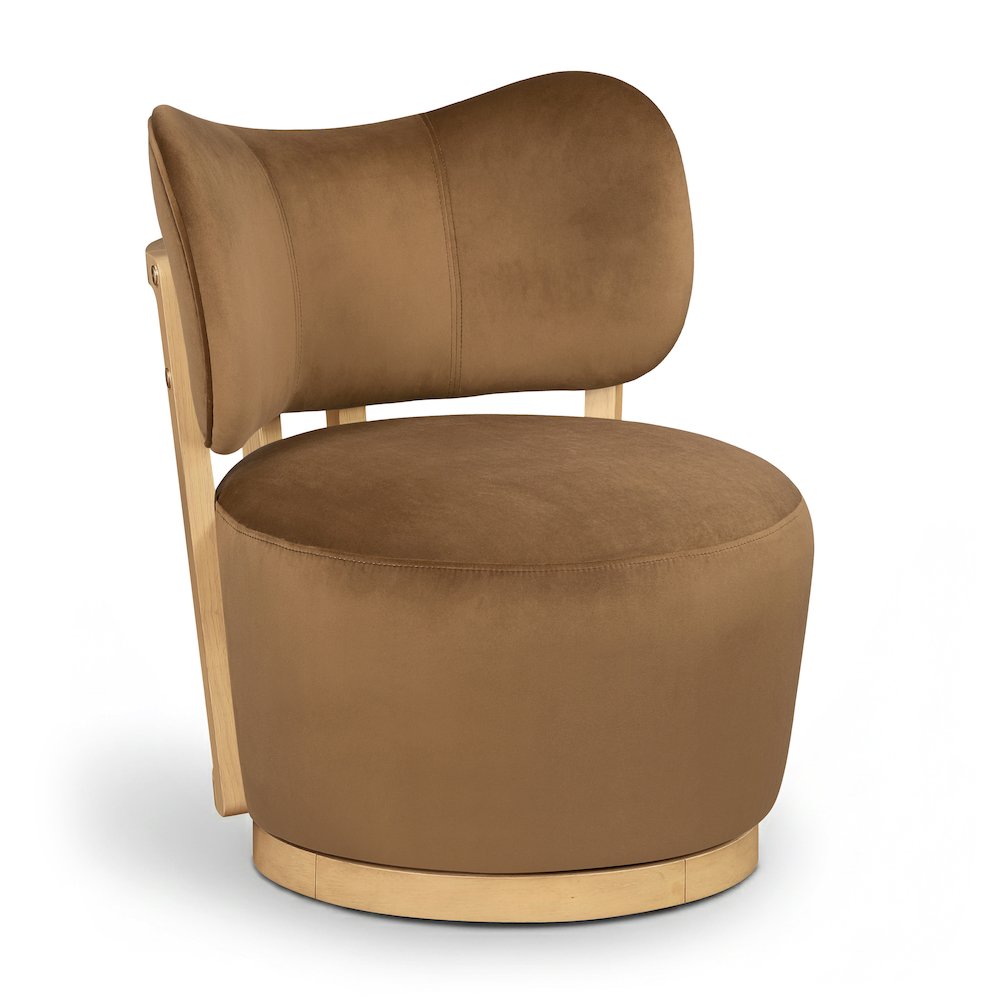 Elara Saddle Velvet Upholstered Swivel Accent Chair. Picture 1