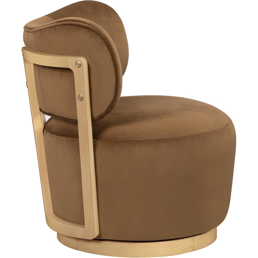 Elara Saddle Velvet Upholstered Swivel Accent Chair. Picture 4
