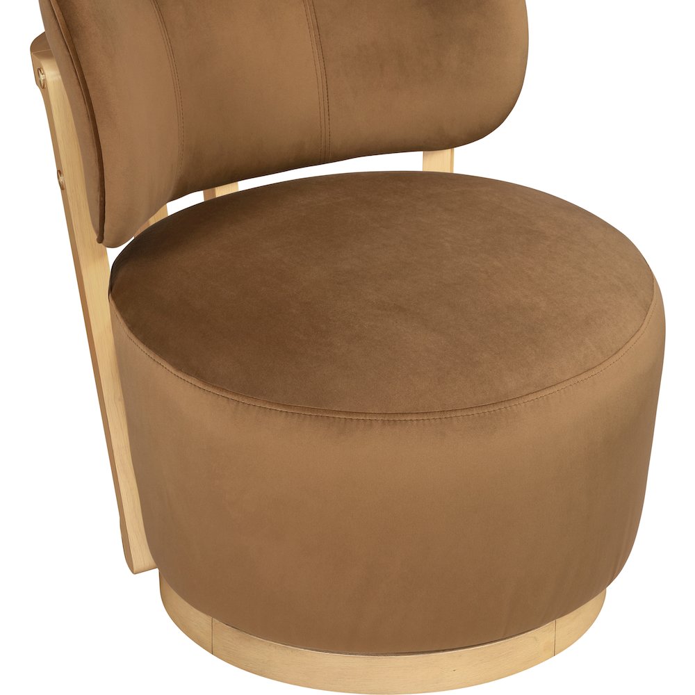 Elara Saddle Velvet Upholstered Swivel Accent Chair. Picture 7