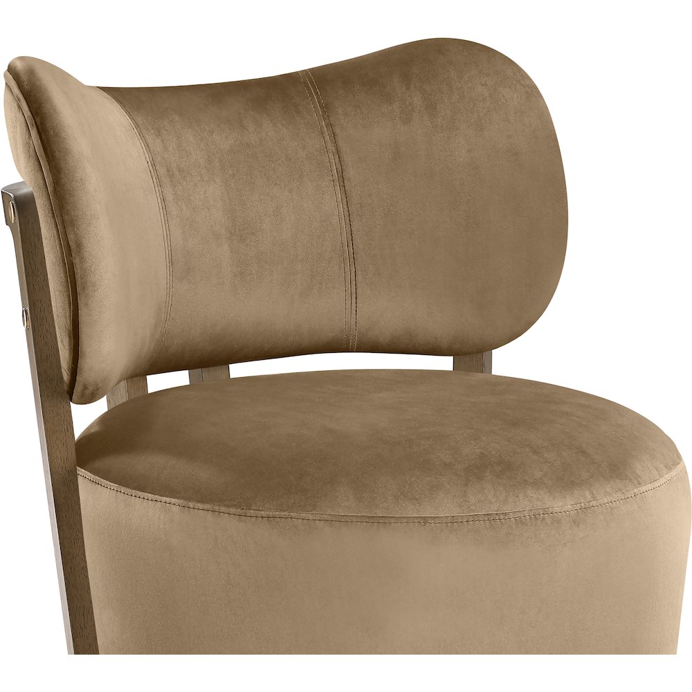 Elara Beige Velvet Upholstered Swivel Accent Chair. Picture 6