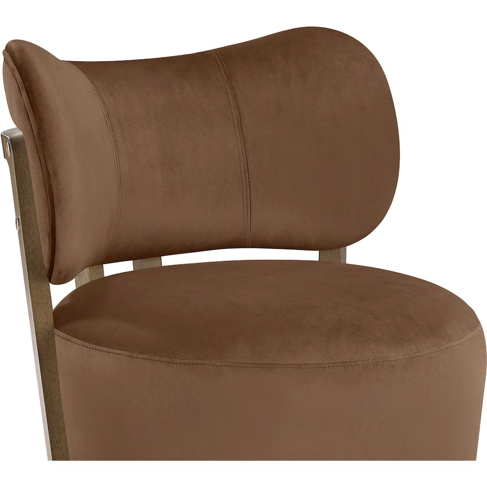 Elara Brown Velvet Upholstered Swivel Accent Chair. Picture 6