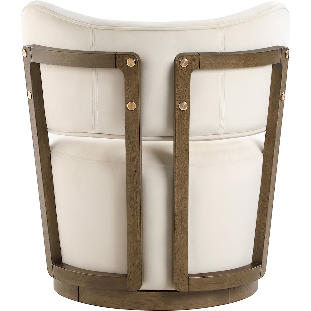 Elara Cream Velvet Upholstered Swivel Accent Chair. Picture 5