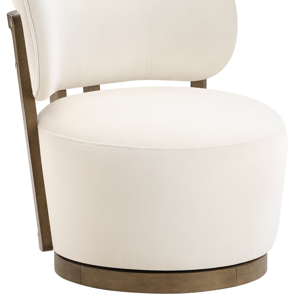 Elara Cream Velvet Upholstered Swivel Accent Chair. Picture 7