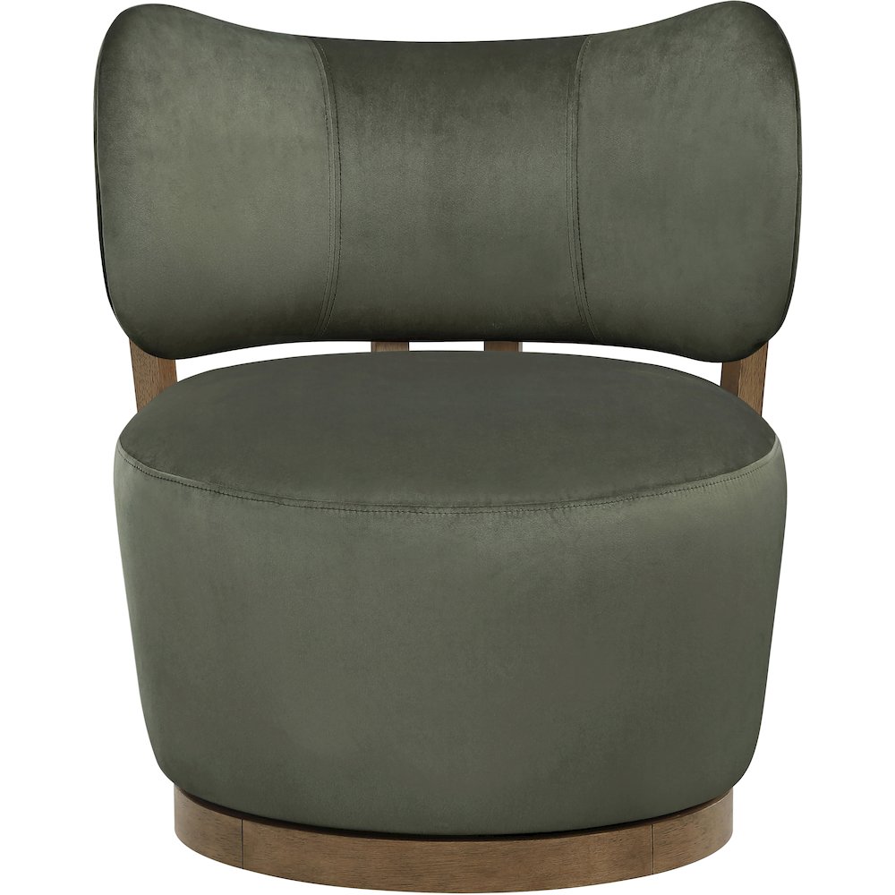Elara Green Velvet Upholstered Swivel Accent Chair. Picture 3
