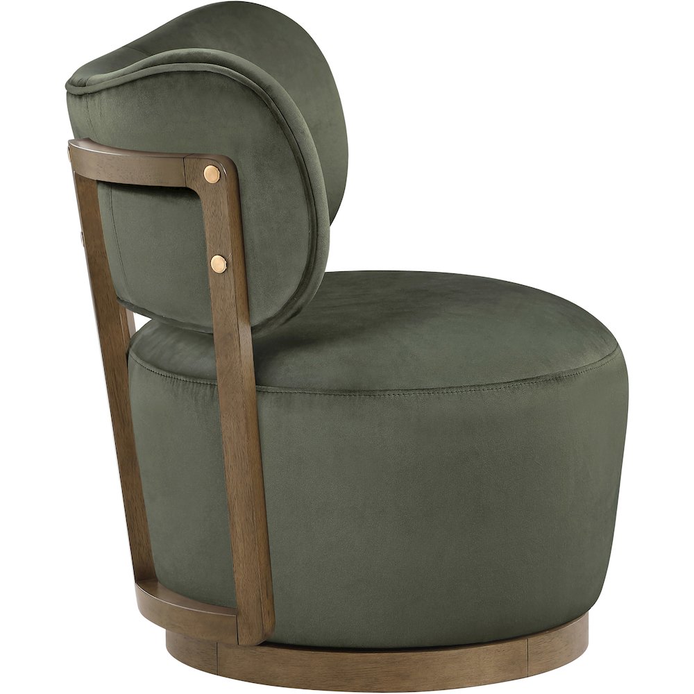 Elara Green Velvet Upholstered Swivel Accent Chair. Picture 4