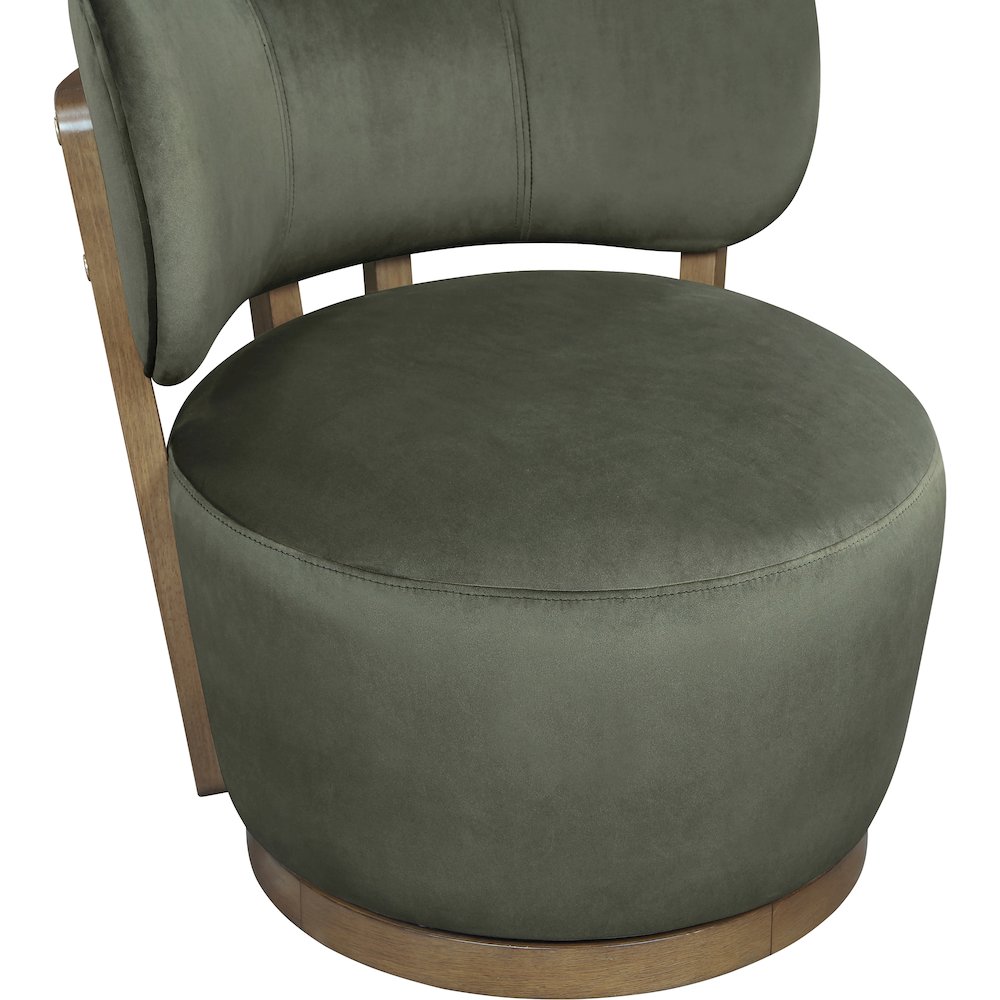 Elara Green Velvet Upholstered Swivel Accent Chair. Picture 7