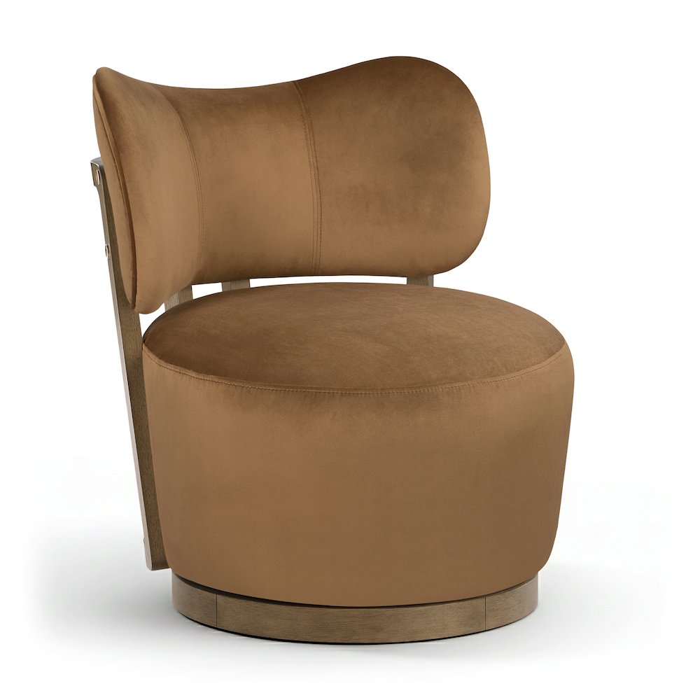 Elara Saddle Velvet Upholstered Swivel Accent Chair. Picture 1