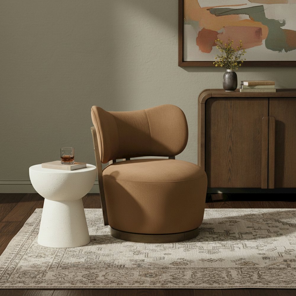 Elara Saddle Velvet Upholstered Swivel Accent Chair. Picture 2