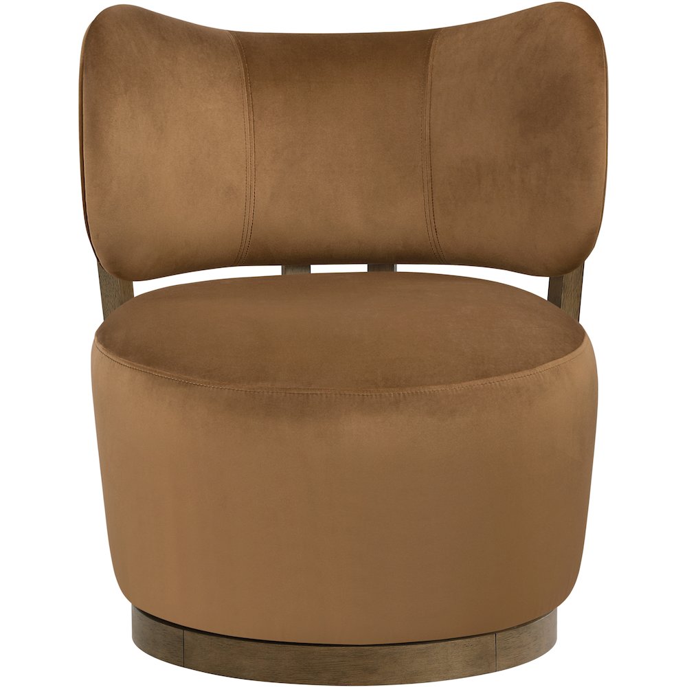 Elara Saddle Velvet Upholstered Swivel Accent Chair. Picture 3
