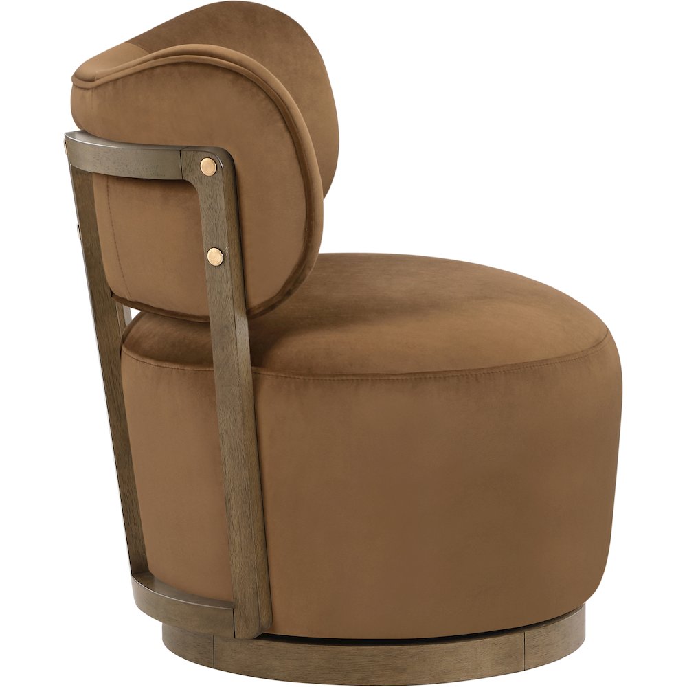 Elara Saddle Velvet Upholstered Swivel Accent Chair. Picture 4