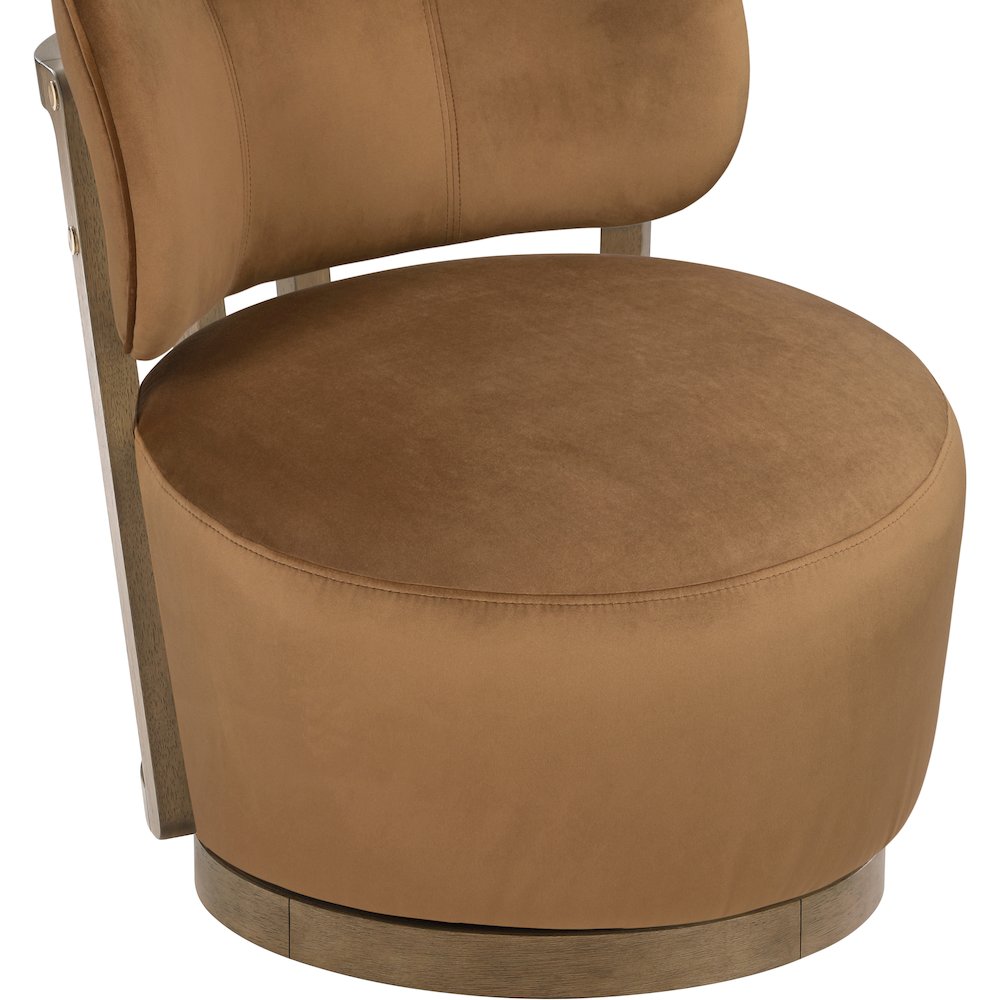 Elara Saddle Velvet Upholstered Swivel Accent Chair. Picture 7