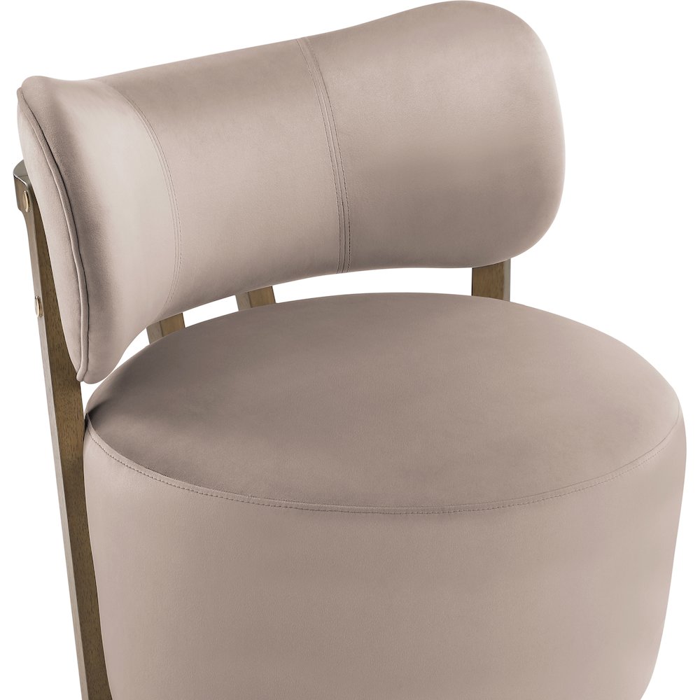 Elara Taupe Velvet Upholstered Swivel Accent Chair. Picture 6