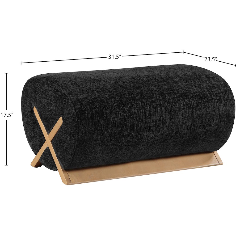Akira Black Fabric Upholstered Ottoman. Picture 5